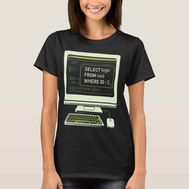 Camiseta Divertida consulta SQL de base de datos Código de  (Anverso)