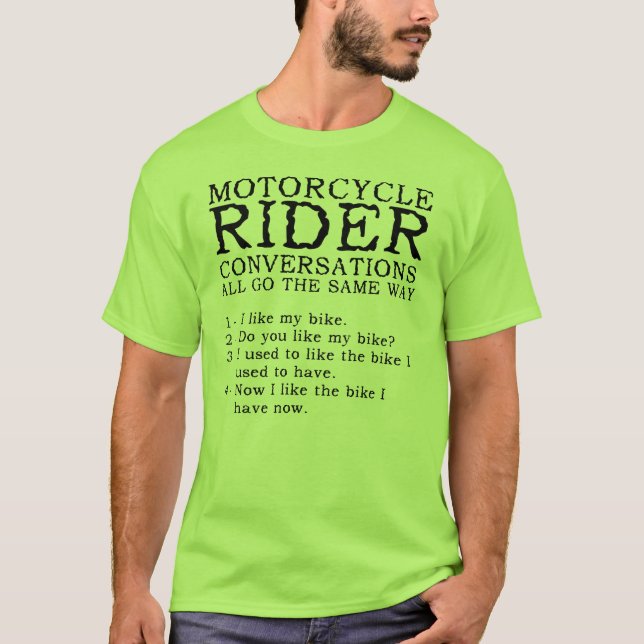 Camiseta Divertida Conversaciones en Motocicleta (Anverso)