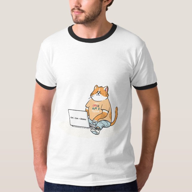 Camiseta divertida Ctrl Cat Delete (Anverso)