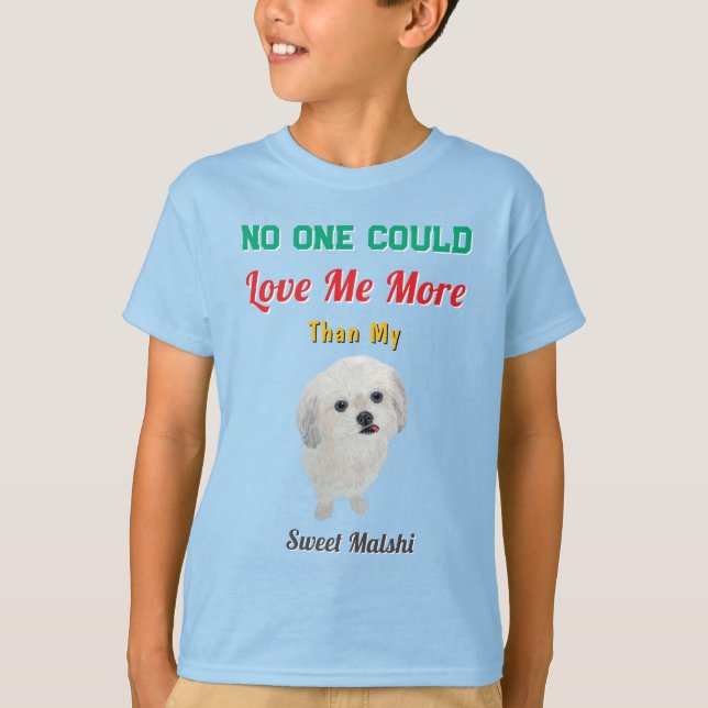 Camiseta Divertida de Amor de Cachorro Malshi (Anverso)