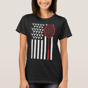 Camiseta divertida de bádminton con bandera americ