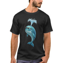 Camiseta divertida de ballena azul en 3D
