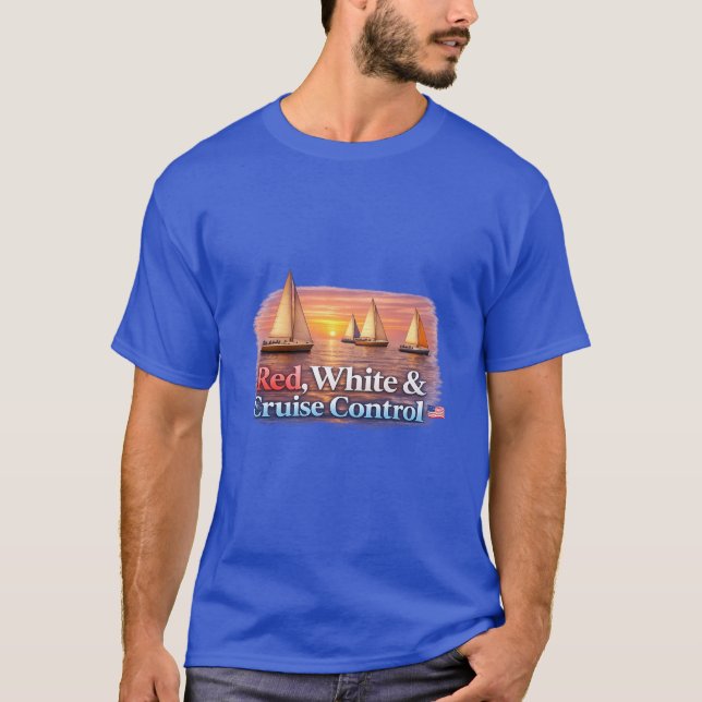 Camiseta Divertida de Barco Rojo Blanco y Control  (Anverso)