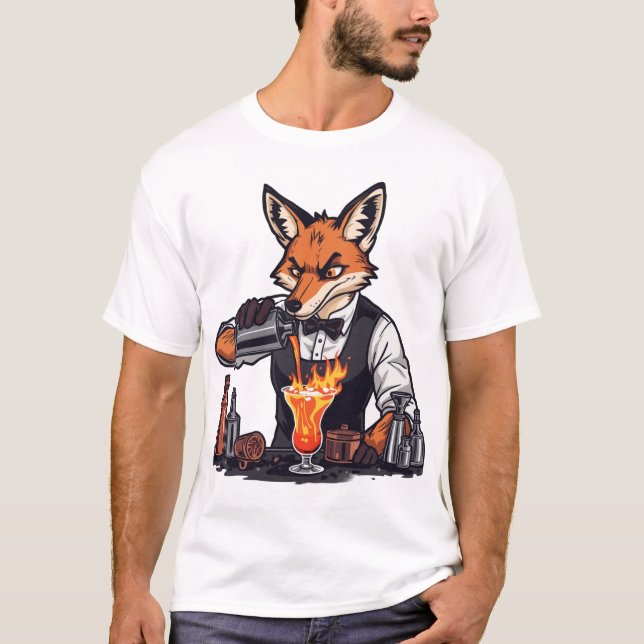 Camiseta Divertida de Barman con Zorro  (Anverso)