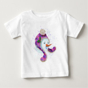 Camiseta divertida de bebé con muñeco de nieve con