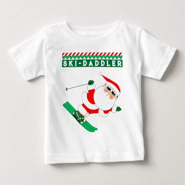 Camiseta divertida de bebé esquiando (Anverso)