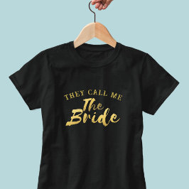 Camiseta divertida de boda con guión de oro falso 