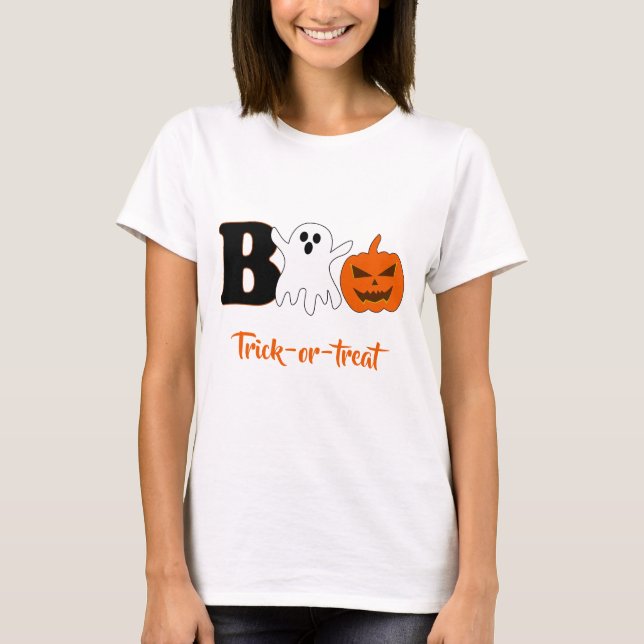 Camiseta divertida de Boo Halloween para mujeres (Anverso)