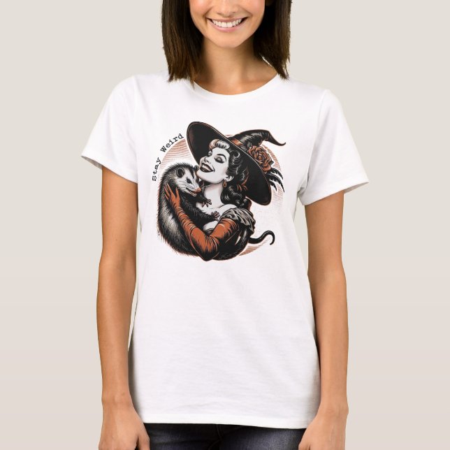 Camiseta divertida de bruja de Halloween con estad (Anverso)