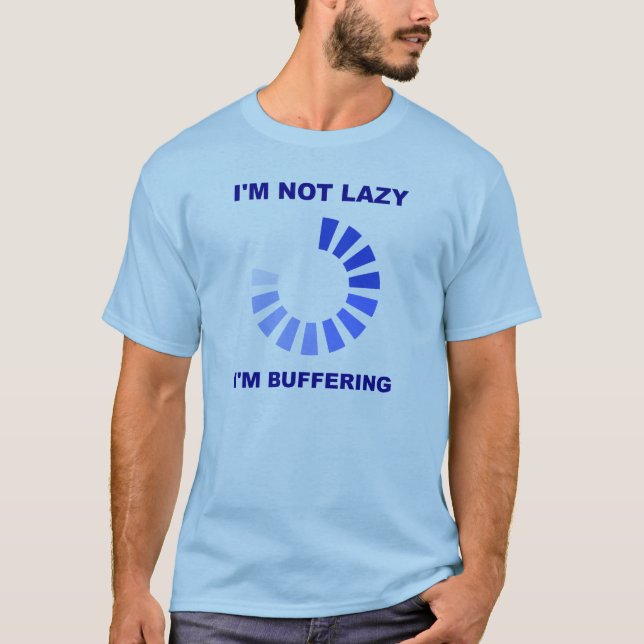 Camiseta Divertida de Buffering Perezoso Blanca (Anverso)