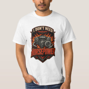Camiseta divertida de caballos de fuerza del motor