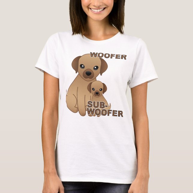 Camiseta divertida de cachorro Sub-Woofer (Anverso)