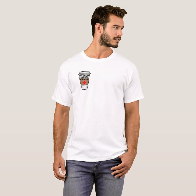 Camiseta Divertida de Café Tipo de Sangre (Anverso completo)