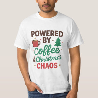Camiseta Divertida de Café y Caos de Navidad