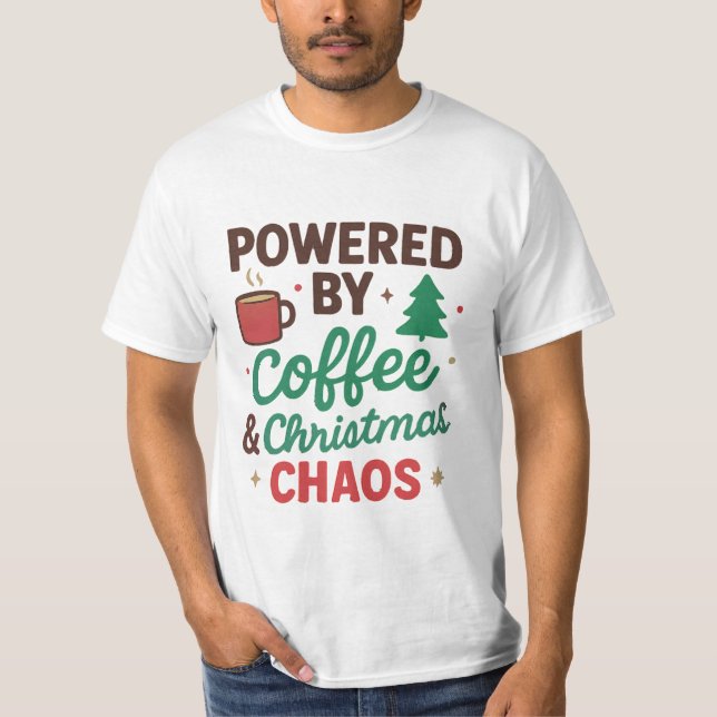 Camiseta Divertida de Café y Caos de Navidad (Anverso)