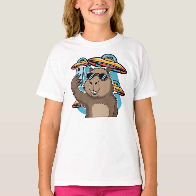 Camiseta divertida de capibara con alienígena de o (Anverso)
