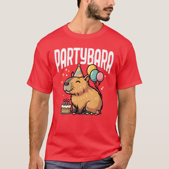 Camiseta divertida de capibara Partybara Cumpleaño (Anverso)