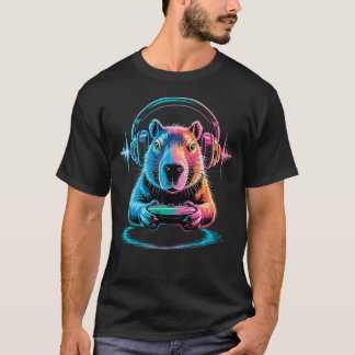 Camiseta Divertida de Capybara Videojugador Juega