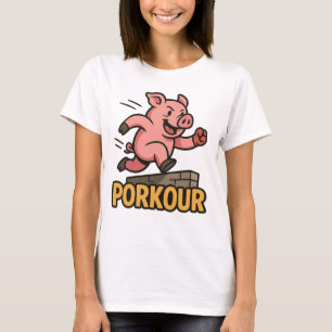 Camiseta divertida de cerdo Parkour – Parodia de P