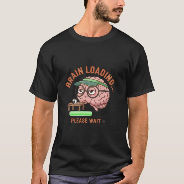 Camiseta divertida de cerebro cargando café (Anverso)