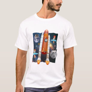 Camiseta divertida de ciencia ficción de gato astr
