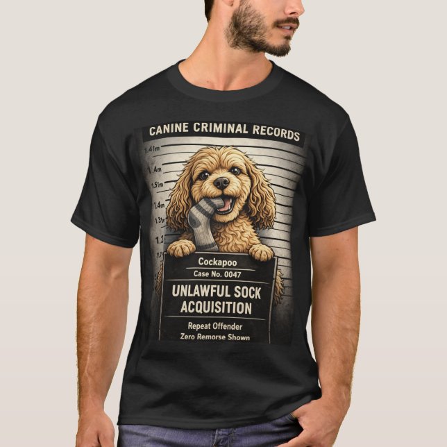 Camiseta divertida de Cockapoo con foto policial R (Anverso)