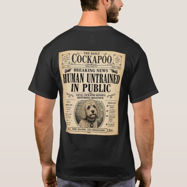 Camiseta divertida de Cockapoo con periódico vinta (Reverso)