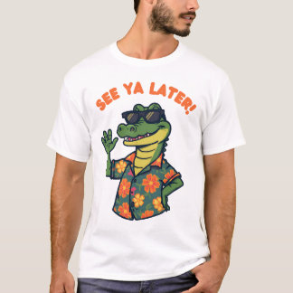 Camiseta Divertida de Cocodrilo Retro Hasta Luego