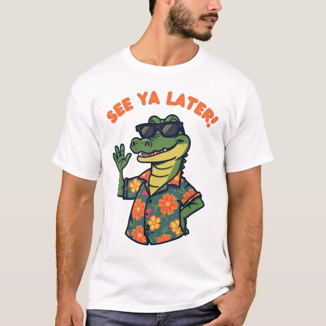 Camiseta Divertida de Cocodrilo Retro Hasta Luego (Anverso)