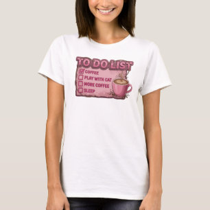 Camiseta divertida de COFFEE JUGUETEA CON GATO ros