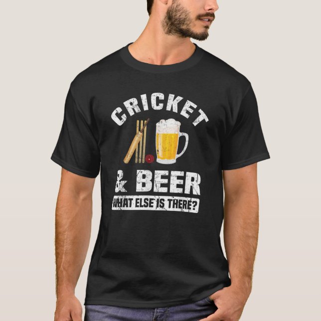 Camiseta divertida de cricket y cerveza (Anverso)