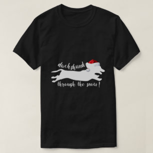 camiseta divertida de dachshund a través de la nie