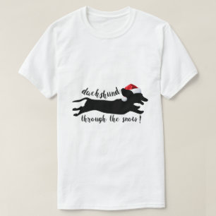 camiseta divertida de dachshund a través de la nie