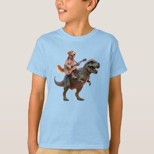 Camiseta divertida de dinosaurio y perro para niño