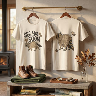 Camiseta Divertida de Doble Cara de Mapache Hasta