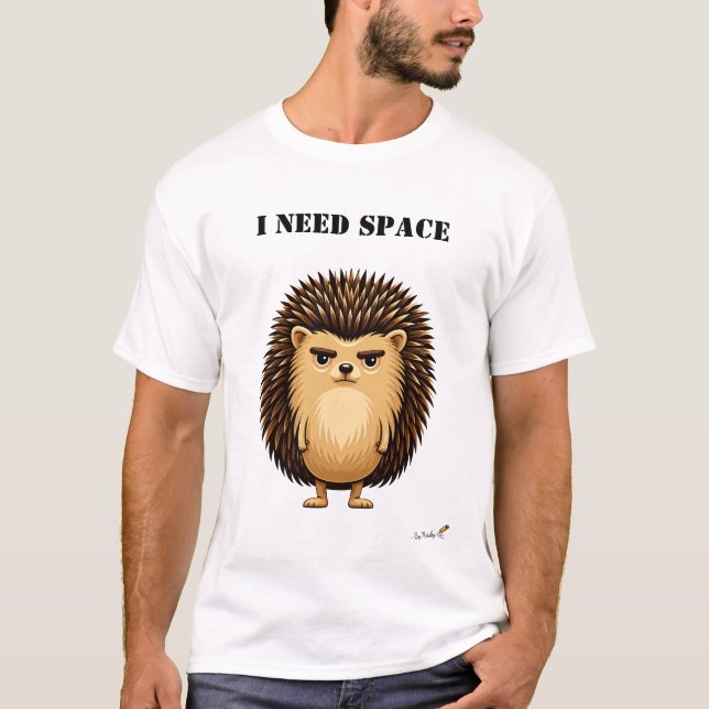 Camiseta Divertida de Erizo con 'Necesito Espacio' (Anverso)