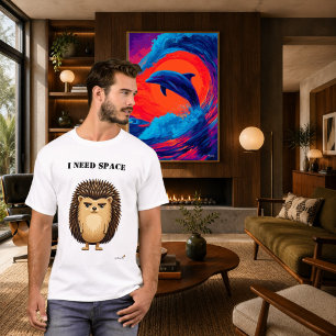 Camiseta Divertida de Erizo con 'Necesito Espacio'