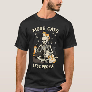 Camiseta divertida de esqueleto con Más Gatos Meno