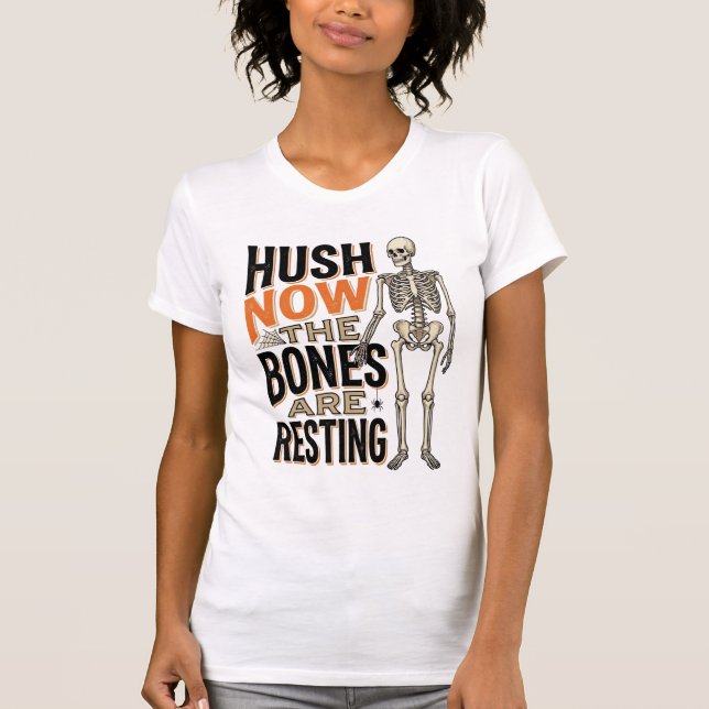 Camiseta Divertida de Esqueleto, Grabado de Hallow (Anverso)