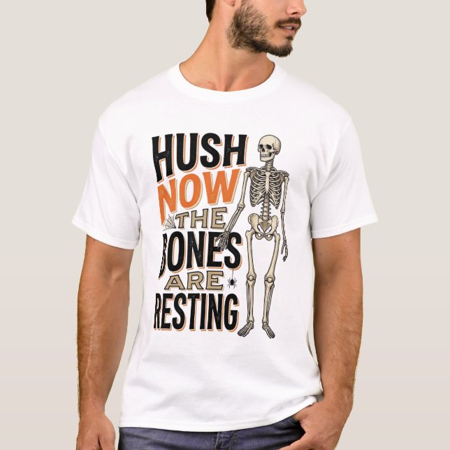 Camiseta Divertida de Esqueleto, Grabado de Hallow (Anverso)