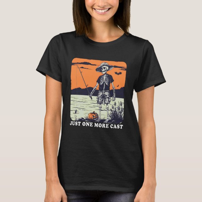 Camiseta divertida de esqueleto pescando Solo una  (Anverso)