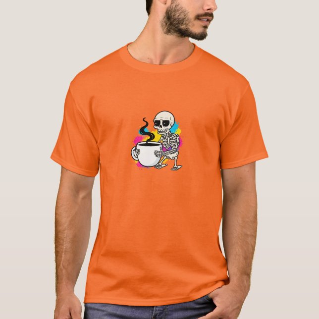 Camiseta divertida de esqueleto y café – Tráeme ca (Anverso)