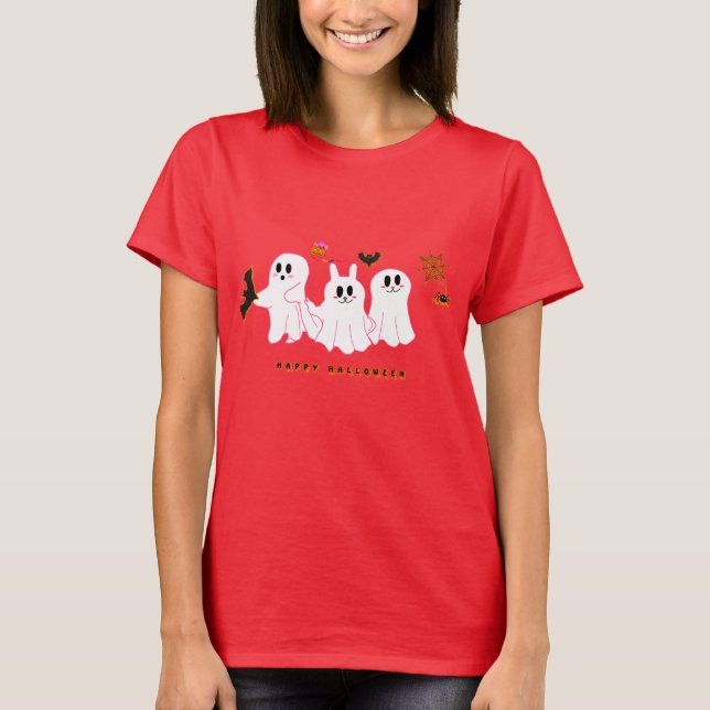 Camiseta divertida de fantasmas posando para una f (Anverso)