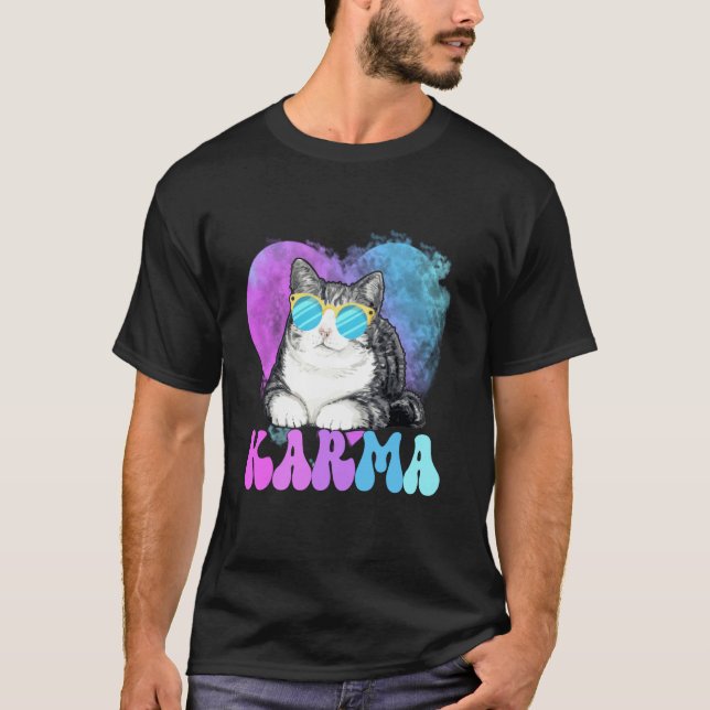 Camiseta divertida de forma de corazón de gato par (Anverso)