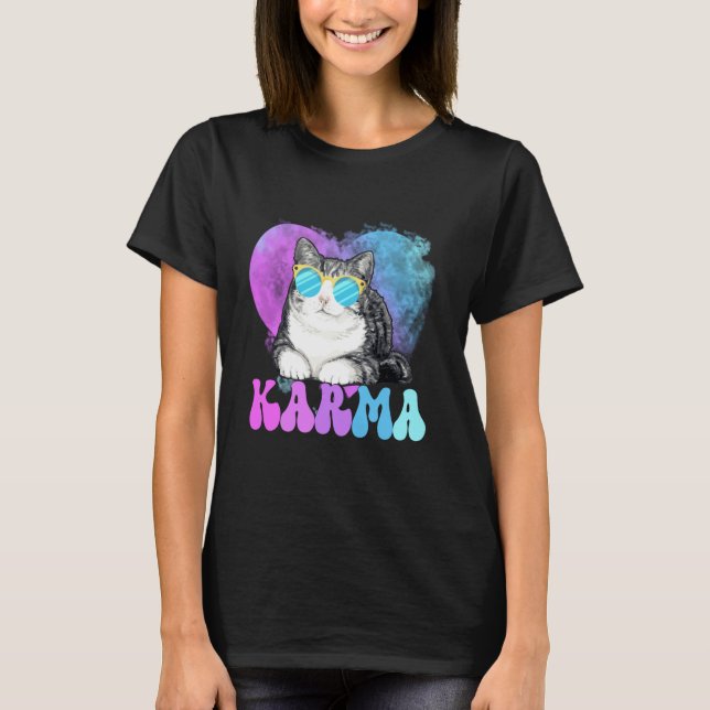 Camiseta divertida de forma de corazón de gato par (Anverso)