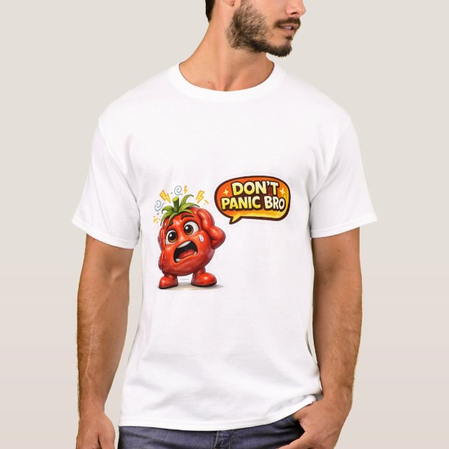 Camiseta divertida de fresa Don't Panic Bro | Lind (Anverso)