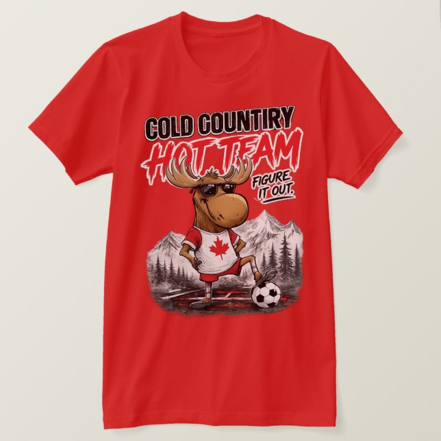 Camiseta divertida de fútbol de Canadá con alce (Anverso del diseño)