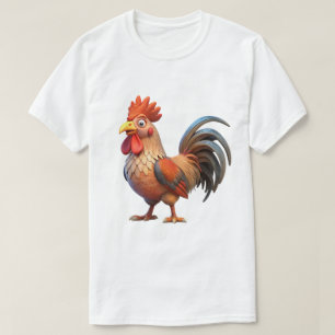Camiseta divertida de gallo de dibujos animados