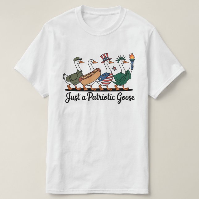 Camiseta Divertida de Gansos Patrióticos Marchando (Diseño del anverso)