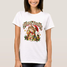 Camiseta divertida de gatito navideño felino